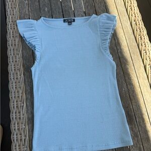J. Crew Light Blue Ruffle Sleeve Tank